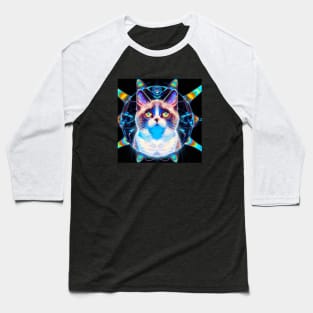 Psychedelic Space Kitty Baseball T-Shirt